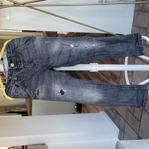 Boys 5T Genuine Kids by Oshkosh Skinny Black Faded Ripped Jeans with plaid patch